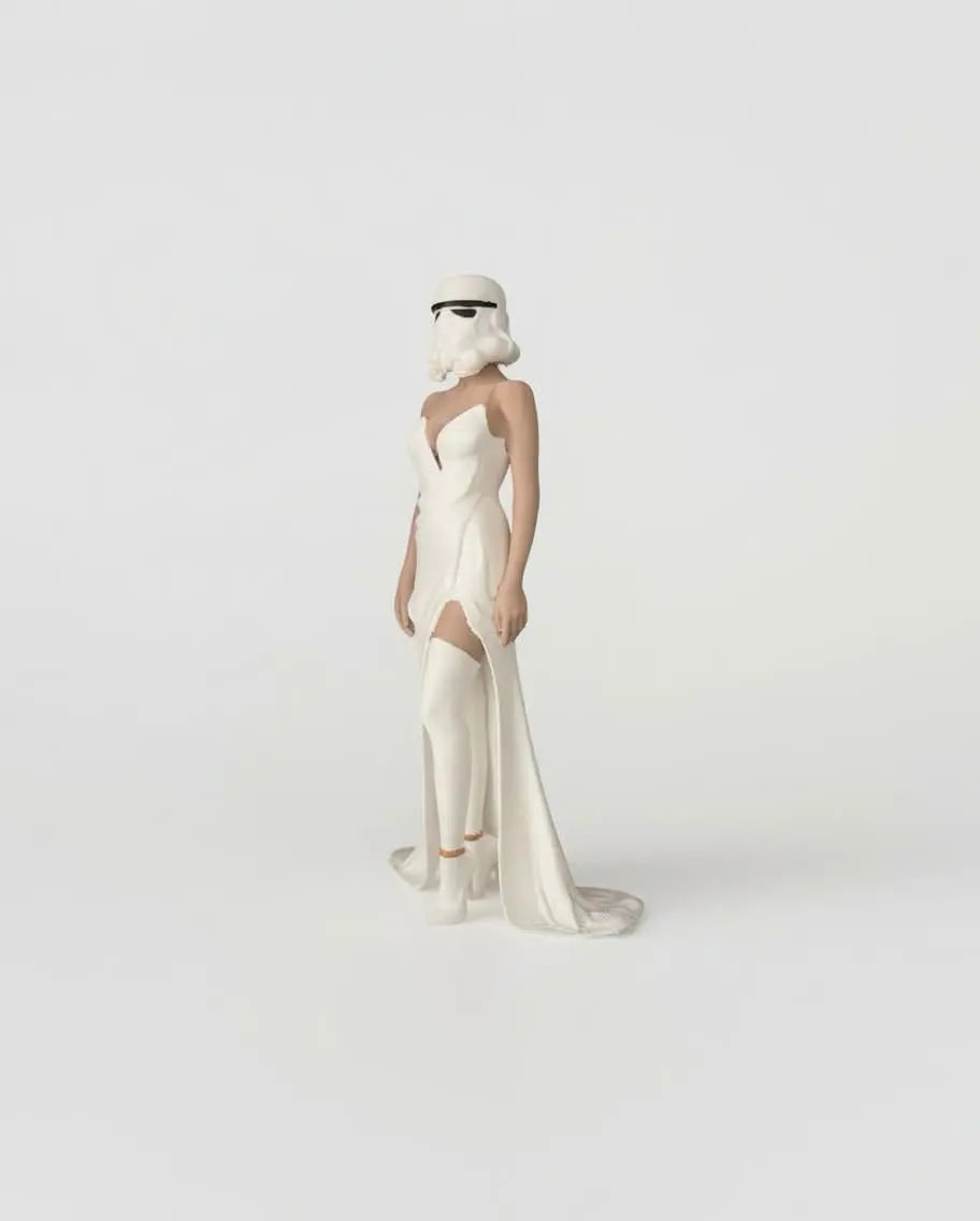 Figurine Femme Futuriste 3D – Robe Blanche – Décoration Moderne Sci-Fi JT Créa3D
