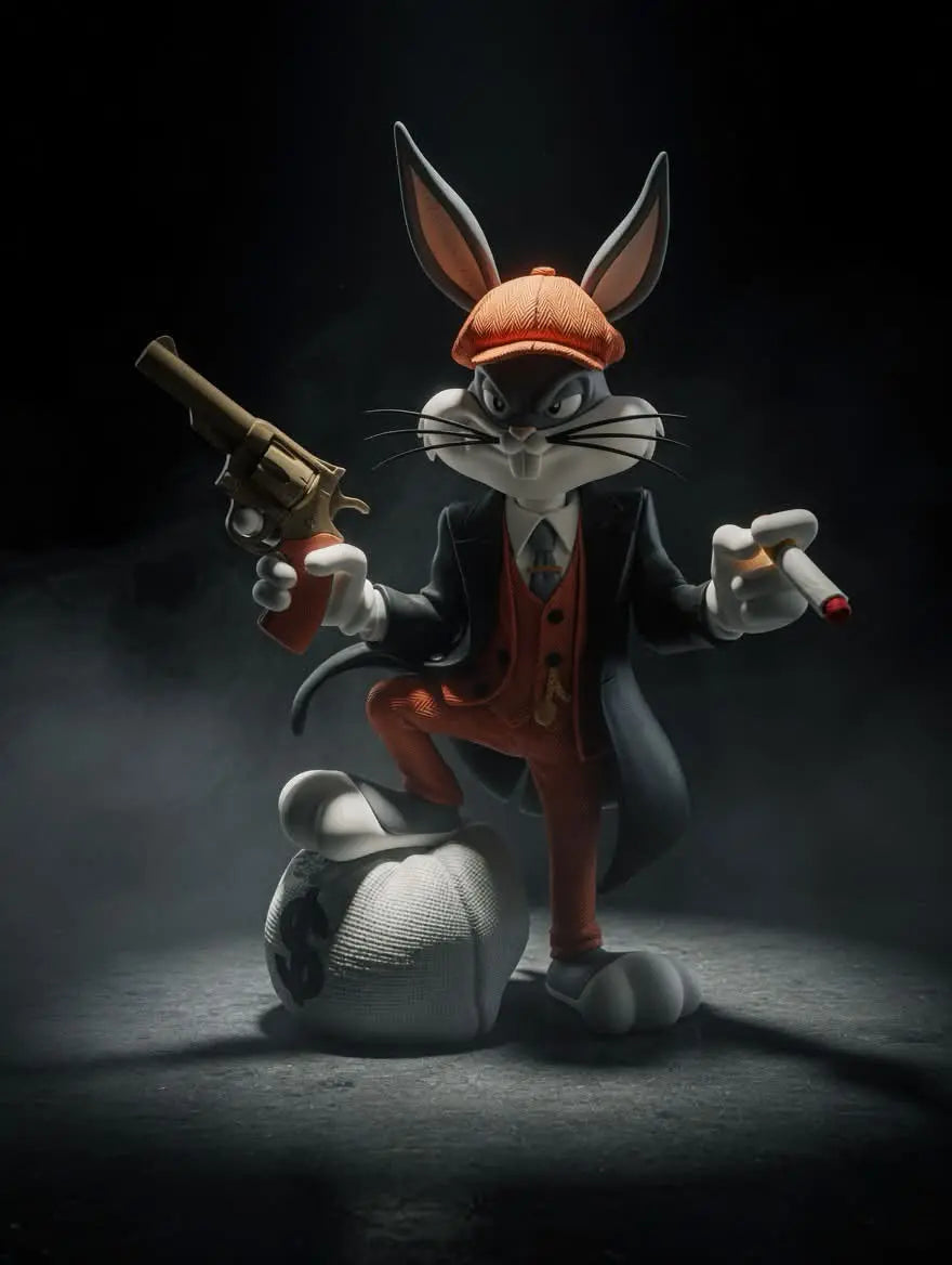 Figurine Lapin Gangster 3D – Statue Mafieux Vintage – Décoration Geek Premium JT Créa3D