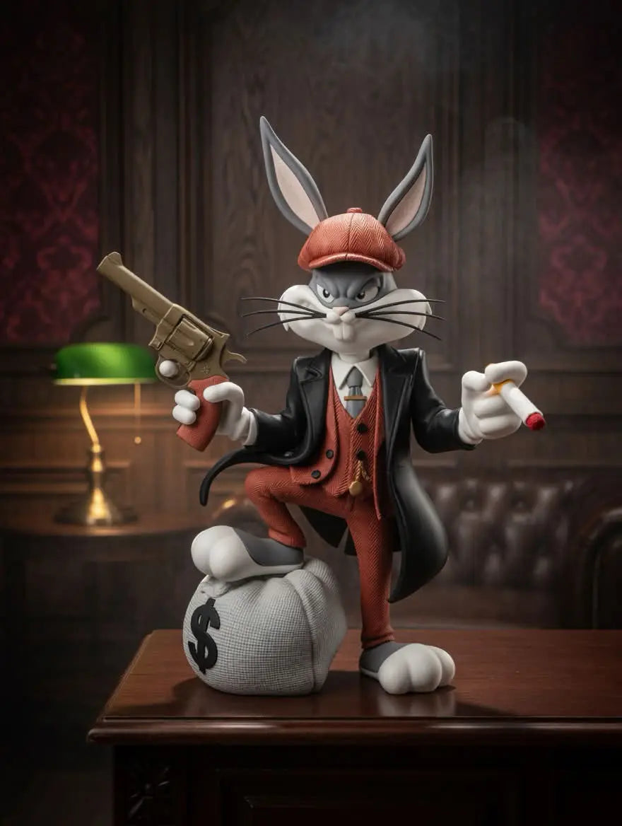 Figurine Lapin Gangster 3D – Statue Mafieux Vintage – Décoration Geek Premium JT Créa3D