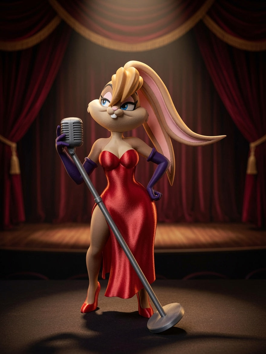 Figurine Lapine Chanteuse 3D Imprimée – Style Cabaret – Décoration Geek JT Créa3D