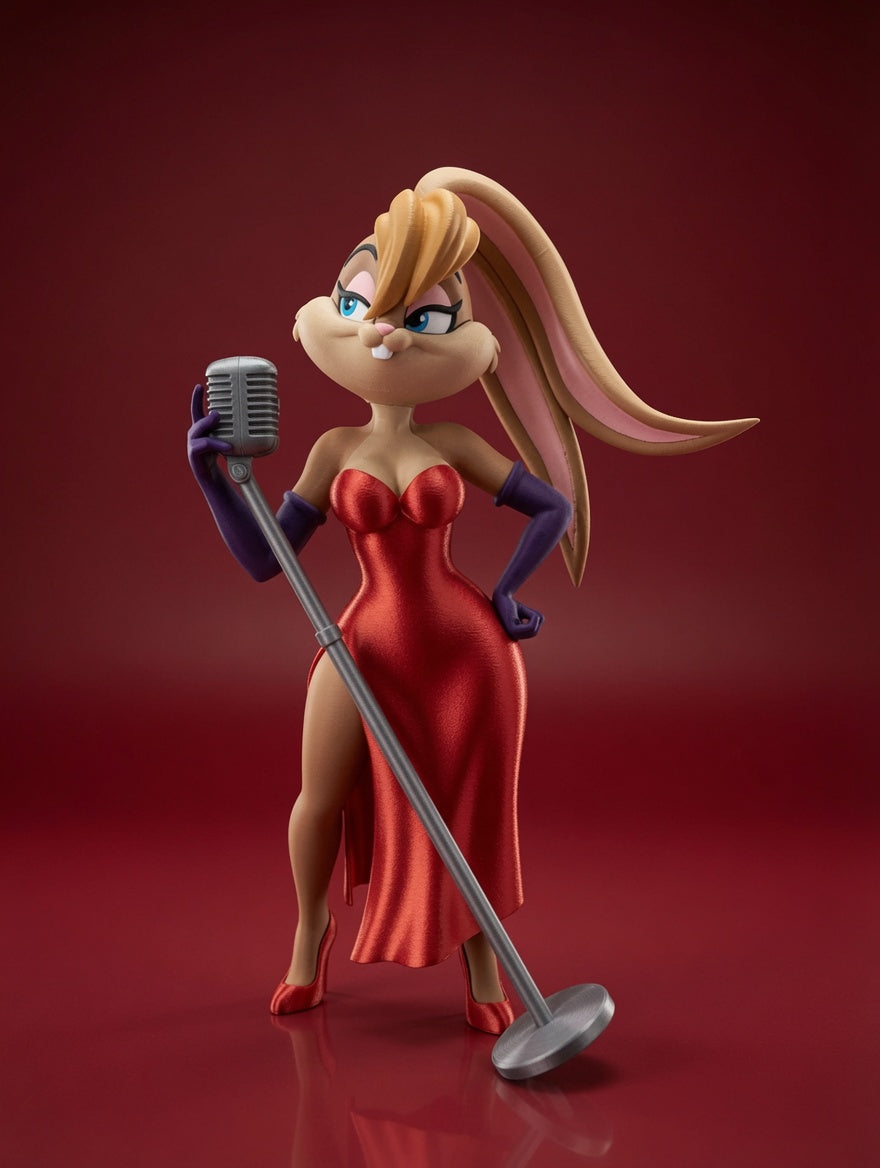 Figurine Lapine Chanteuse 3D Imprimée – Style Cabaret – Décoration Geek JT Créa3D