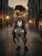 Figurine Lapine Gangster 3D Imprimée – Style Années 1920 – Décoration Geek JT Créa3D
